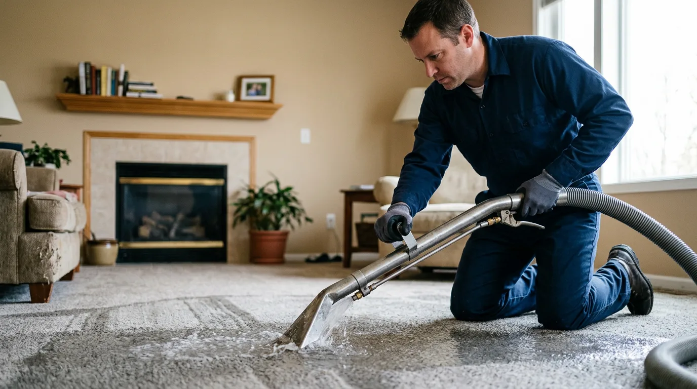 Water damage restoration technician working near Wharncliffe, WV